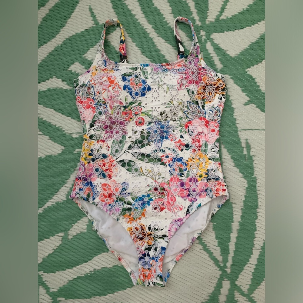 Johnny Was eyelet one-piece swimsuit